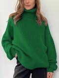 Women Knitted Turtleneck Sweaters Autumn Winter Thicken Warm Long Sleeve Pullover Tops Casual Loose Ladies Street Jumper