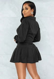 Casual Knotted Blouse and Pleated Skirt
