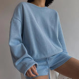 Women High Quality Hoodies Tracksuits 2 Piece Set Summer Autumn Sweatshirt + Sporting Shorts Outfit Solid Pants
