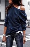 Women's Pullover Sweatshirt Heart Printed Long Sleeve One Shoulder Tops Autumn Winter Sweat Shirts Woman Casual