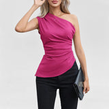 Women's Summer Sloping Shoulder Sling Vest Female Elegant Chic Repair Hottie Sleeveless