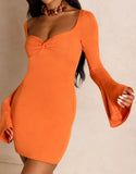 Square Vintage Mini Dress with Long
