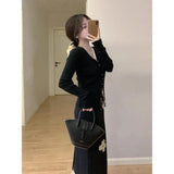 Retro Design Splicing Wave Point Bag Hip Half-Dress Girl 2025 Spring Slimming Temperament Long
