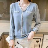 style patchwork shirts Women's Tshirt Tops T Shirt Basic bottoming shirts Ladies Long Sleeve Tee