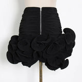 Patchwork Casual Skirt For Women High Waist Pleated Asymmetrical Hem Solid Mini Skirts Female Summer 2022 New
