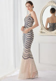 Shining Sequins V Neck Strapless Slim Formal Cocktail Party