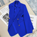 Toloer And Fall 2024 New Gray Korean Version British Style Suit Jacket Women's French Texture Fashion Suit-Outfit