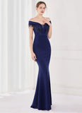 Fringe Tassels Off Shoulder Formal Mermaid Evening