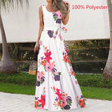 Bohemian Summer Dress Women Leopard Print Long Robe 2022 Holiday Sleeveless Tank Dresses Casual Belted Maxi Vestido