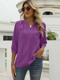 Solid Blouses For Women Fashion V Neck 3/4 Sleeve Elegant Office Shirts Female Loose Top Casual Oversized Chiffon