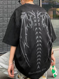 oversize short sleeve shirt made of PU suede with skeleton