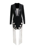 Spring 2025 New Water Drill Design Dress Sexy Deep V Suit Collar Tux