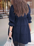 ZANZEA Ruffle Shirts Women 2022 Female Elegant Blouse Casual Puff Sleeve Black Tops Spring O Neck Blusa Femininas