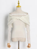 Korean Fashion Sweater For Women Slash Neck Long Sleeve Slim Solid Knitting Pullover Female Spring Clothing
