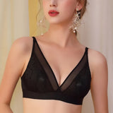 Sexy Wireless Bras for Women Ultra Thin Lace Bralette Deep V Plunge