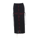Summer 2024 New Hip Skirt Dark Wind Sexy Cross Splicing Basic Tie-Up Half-Skirt Woman-Outfit