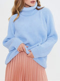 Thick Winter Sweaters Womens Oversized Pullovers Warm Jumper Loose Solid Green Sweaters For Women Turtleneck