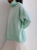 Turtleneck Women Sweater Oversize Warm Knitted Pullover Loose Sweater Woman Winter 2022 Thick Sweater Winter
