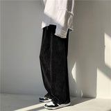 Trousers Men's Version Of The Trend Autumn And Winter Loose Drop Feeling Mop Straight Trousers Ins Harbor Style Vintage Daddy Pants-Outfit