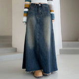 Autumn And Winter Women's Wear Street Trend Brand Fashion Retro Gradual Washing Water Shows Thin Basic Denim Half Skirt-Outfit