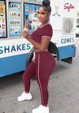 Tight Fitting Crop Top and Pants Casual Two Piece
