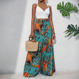 Ladies Pants Tropical Holiday Wind New Fashion Leisure Comfortable High-Waist Broad Leg
