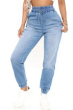 High Waist Blue Drawstrings Regular