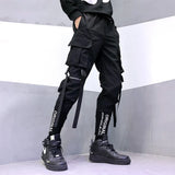 Leg Embroidery Overalls Men's New Dark Trend Big Pocket Ribbon Loose Feet Harlan Pants Hip-Hop-Outfit