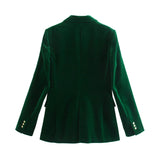 Women's Velvet Suit Jacket Ink Green Suit