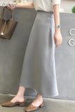 Summer Elegant Women Skirt Ladies Satin Skirt Plain Shiny Vintage Skirts Solid Office High Waist Fashion Party Skirts
