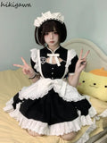 Woman Dress 2023 Vestidos De Mujer Lolita Style Stand Neck Hollow Out Lace Sweet Bow A-line Dresses Summer Robe Femme-Outfit