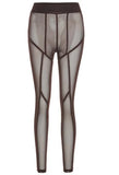 Mesh Sheer See Through Women Leggings Pants High Waist Striped Patchwork Leggings Skinny Pencil Pants Trousers 2023-Outfit
