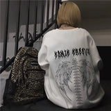 Embroidered Sweatshirt 2021 Autumn Letter Print Women Oversized Sweatshirts Harajuku V-neck Long Sleeve Pullover