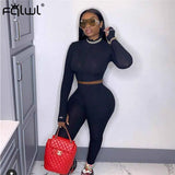 Lucky Label 2 Two Piece Set Women Outfits Activewear Fitness Elastic Crop Top Leggings Women Matching Set Tracksuit