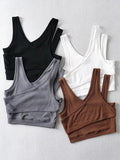Camis Solid Knit Short Hollow Out Sleeveless Tank Tops Women's Crop Top-Outfit