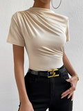 Spring And Summer Small High-Collar Folding Body Short-Sleeved Lady