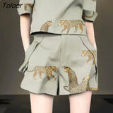 Summer New Womens Sets Temperament Fashion Printing Short-sleeved Blouse High-waist Casual Five-point Pants Two Piece