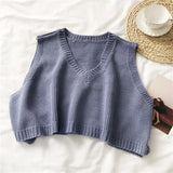 Vest Women Hot Sale Fashion Simple Solid Spring Fall Ladies Cropped Sweaters All-match Korean College Female