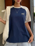 retro letter print top with raglan