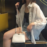 Women Chiffon All-match Korean Style Solid Trendy Summer High Quality Sunshade Womens Leisure Loose Blouses Lovely