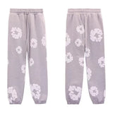 Printed Flower Wood Cotton Loose Sweater Y2K Hip Hop Street Pullover For Leisure-Outfit