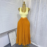 Fashion Folding Wave Half-Dress French Sweet High-Waisted A-Shaped Skirt Mid-Long Folds