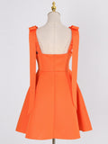Patchwork Diamonds Sling Dress For Women Round Neck Sleeveless High Waist Solid Mini Dresses Female Clothing