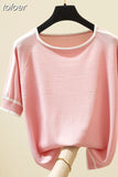 Mujer Short Sleeve 2023 Summer Blouse Thin Knitted Shirt Women Tops Woman Clothes Striped Fashion Shirt Femme