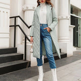 Winter Spring Mid-length Women's Parkas Black Cotton Padded Lace Jacket Light Thin Fashion Elegant Quilted Coats for
