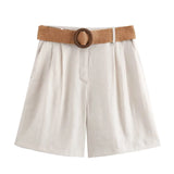Summer New Women's Casual Temperament Simple Fashion With Belt Baimu High-Waist
