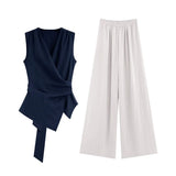 Price Korean High-End Wearing Strap Design Sense V Collar Sleeveless Vest Straight Slack Suit