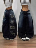 Black Wide-Legged Jeans 2024 New Spring And Autumn Style Middle Waist Style Sagging Jeans-Outfit