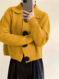 Women's Loose Korean Version Of Fashion Casual Big Collar Knitted Cardigan