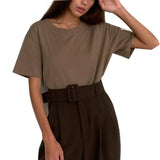 Basic Cotton T Shirt Women Summer New Oversized Solid Tees 7 Color Casual Loose Tshirt Korean O Neck Female